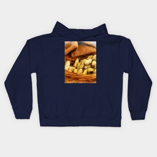 Food - Basket of Peanuts Kids Hoodie by SusanSavad